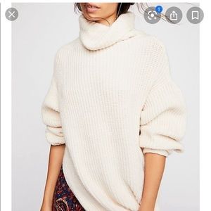 Cream free people turtleneck sweater